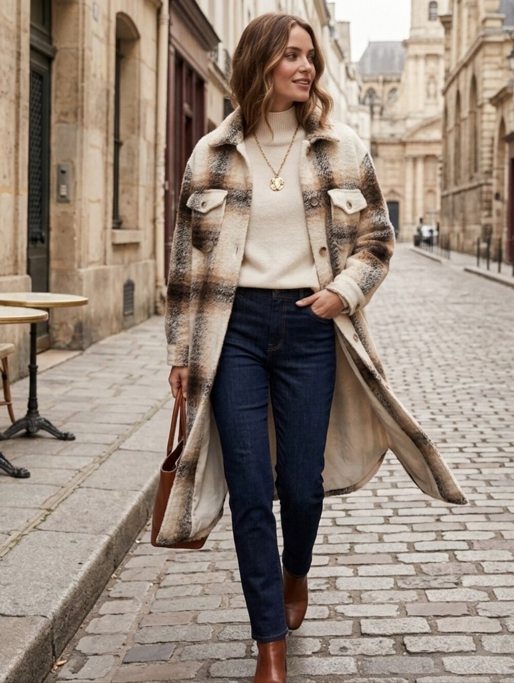 Joie Plaid Long Coat